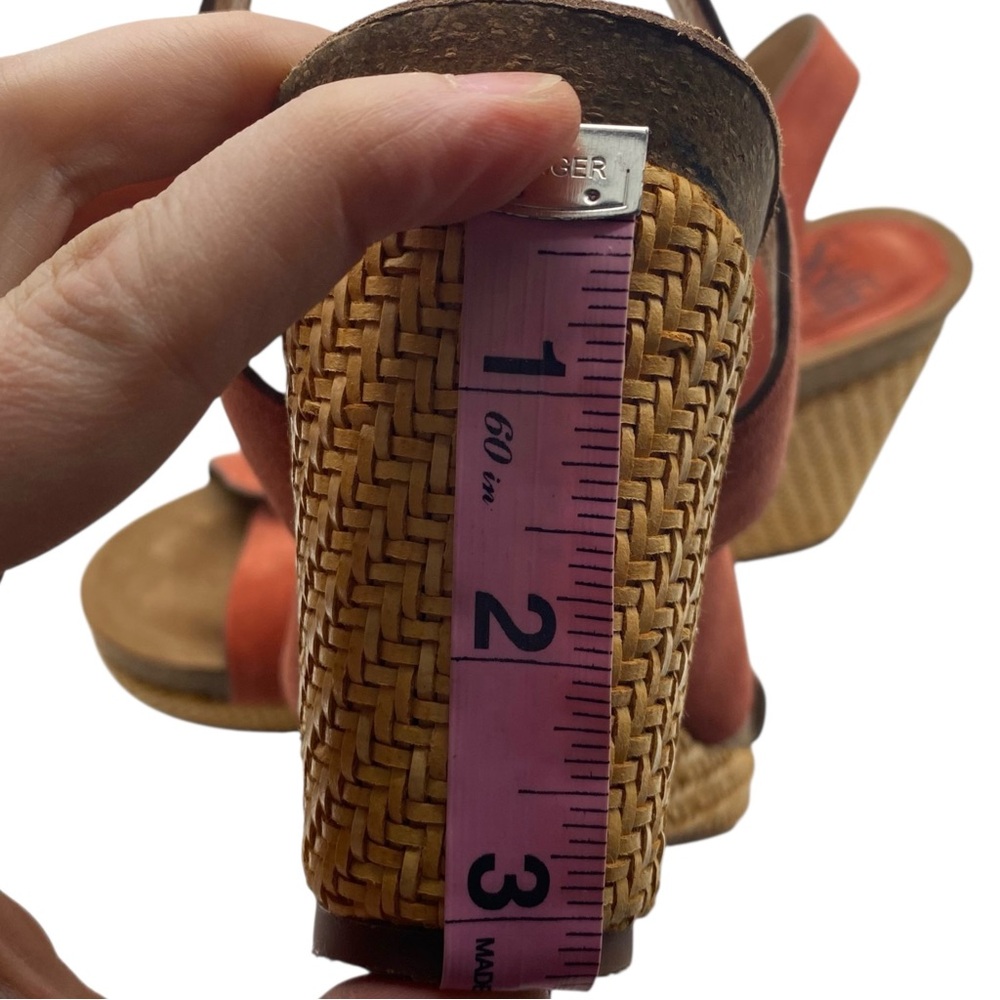 Sofft Womens Shoes Casidy Wedge Sandals 9.5 Coral Orange Suede Leather Platform - Picture 13 of 14